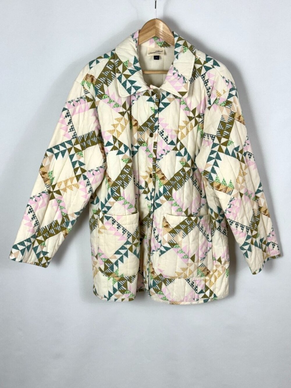 Universal Thread Quilted Jacket Geometric Patchwork XXL Snap Front Southwestern